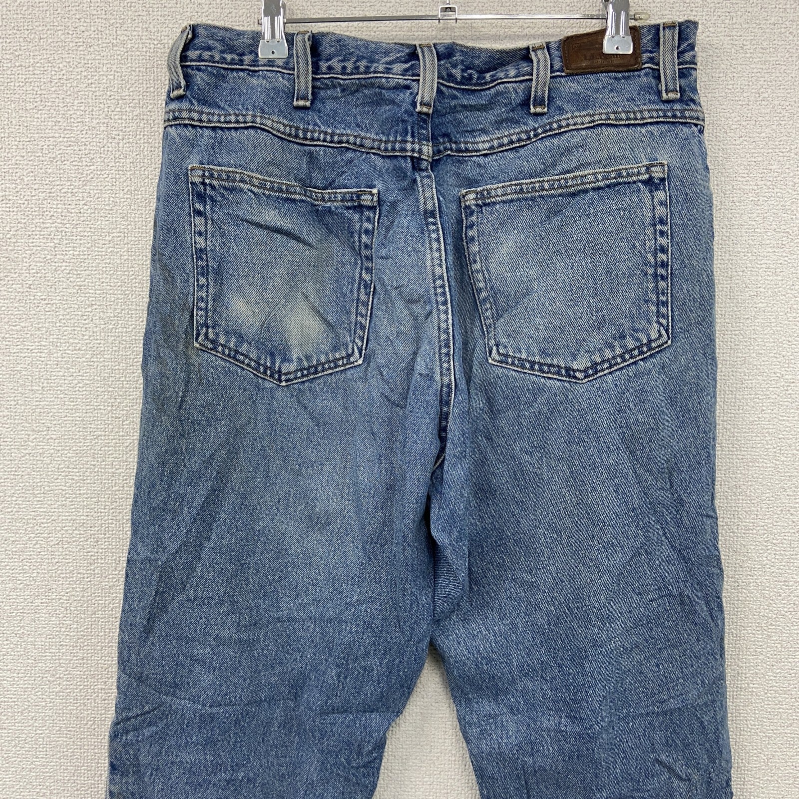 ～00s　L.L.Bean　エルエルビーン　デニムパンツ/ジーンズ　ジップフライ　縦落ち　革パッチ　インディゴ　W34サイズ