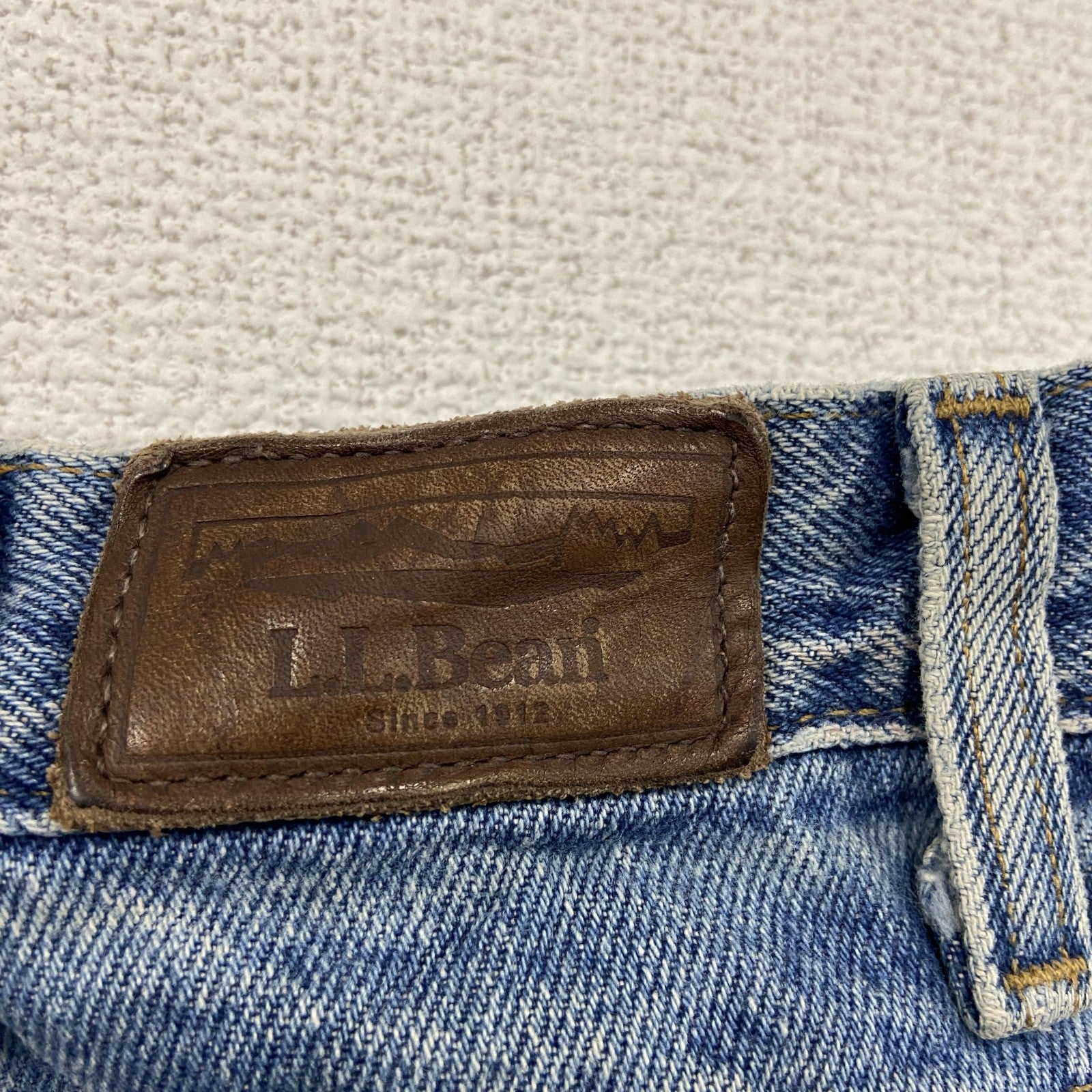 ～00s　L.L.Bean　エルエルビーン　デニムパンツ/ジーンズ　ジップフライ　縦落ち　革パッチ　インディゴ　W34サイズ