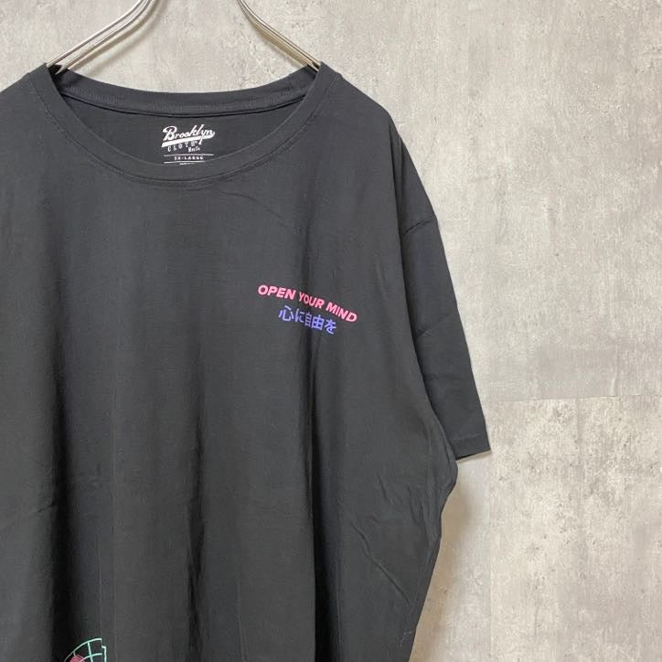 古着 used　Brooklyn Cloth　ブルックリンクロス　半袖プリントTシャツ　ブラック　黒　レトロ　オーバーサイズ