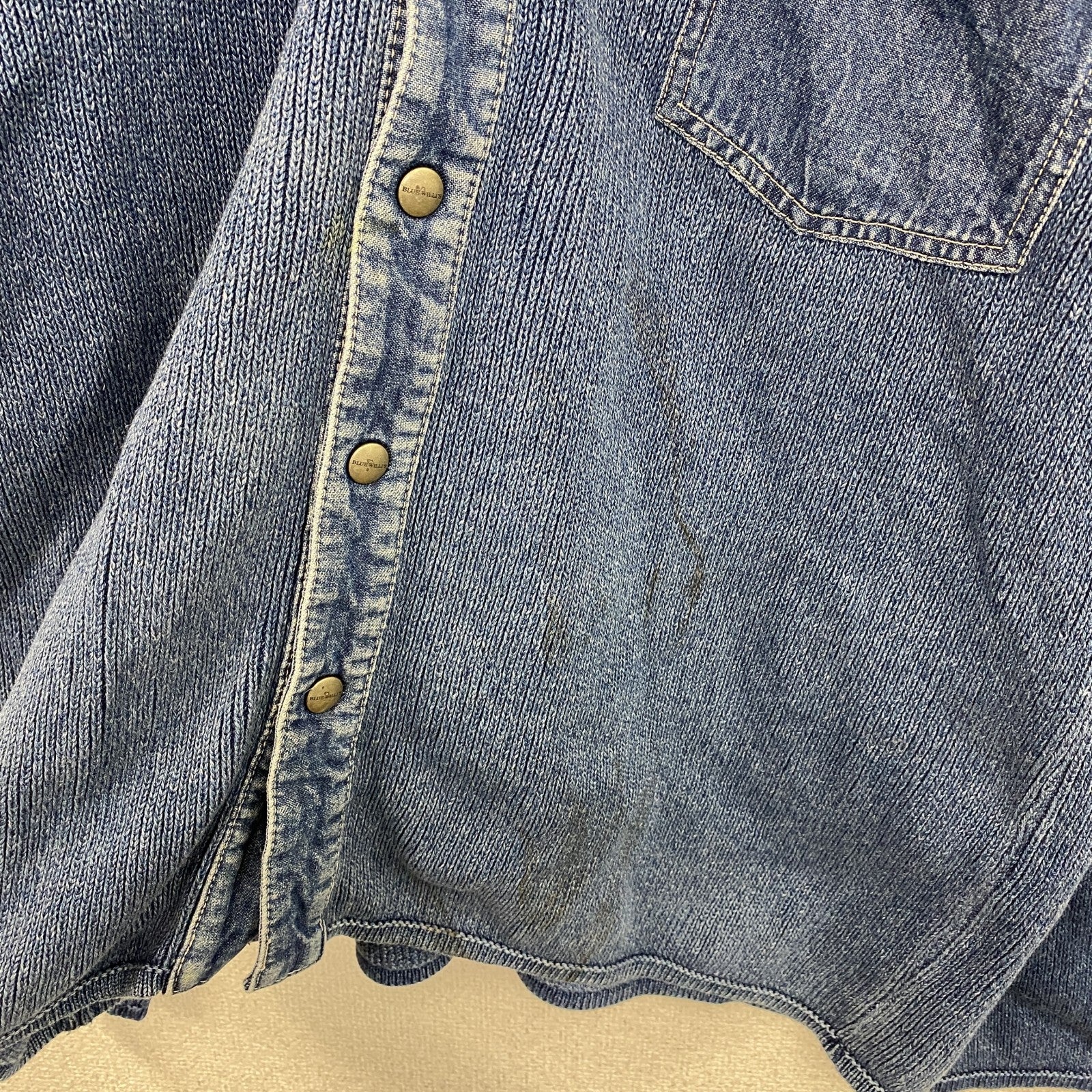90s　BLUE WILL’S　ブルーウィリーズ　コットンニットシャツ　ヴィンテージ　インディゴ　ブルー　Mサイズ　