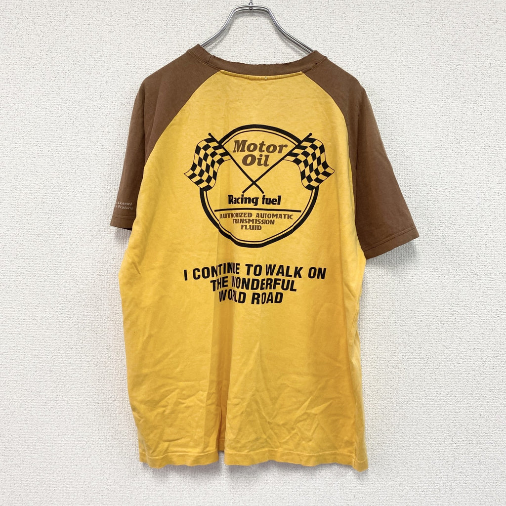 UNION76　76ルブリカンツ　半袖プリントTシャツ　ラグラン　黄色　イエロー　LLサイズ