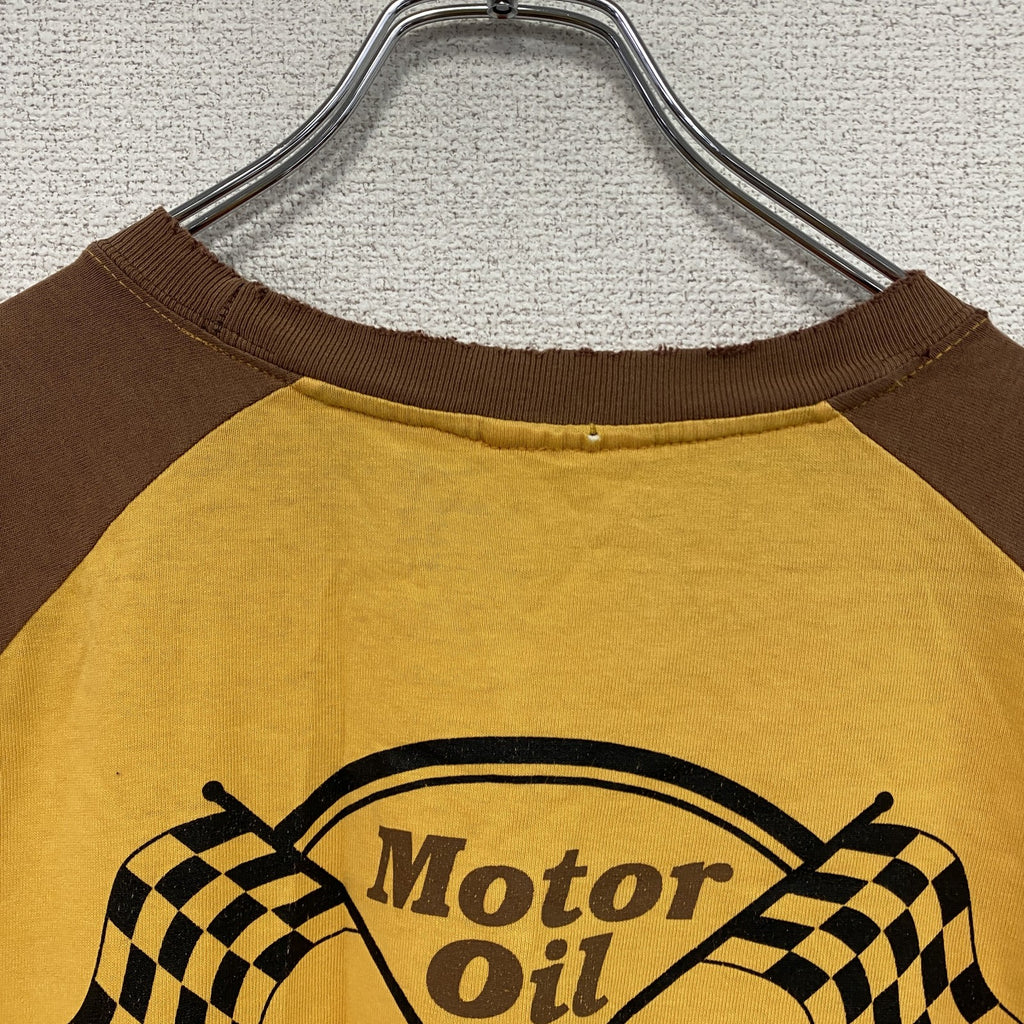 UNION76　76ルブリカンツ　半袖プリントTシャツ　ラグラン　黄色　イエロー　LLサイズ