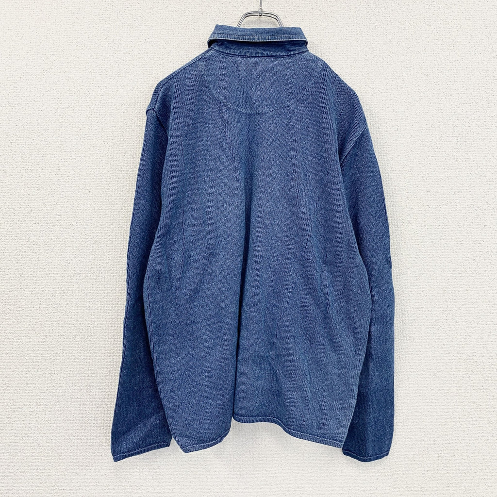 90s　BLUE WILL’S　ブルーウィリーズ　コットンニットシャツ　ヴィンテージ　インディゴ　ブルー　Mサイズ　