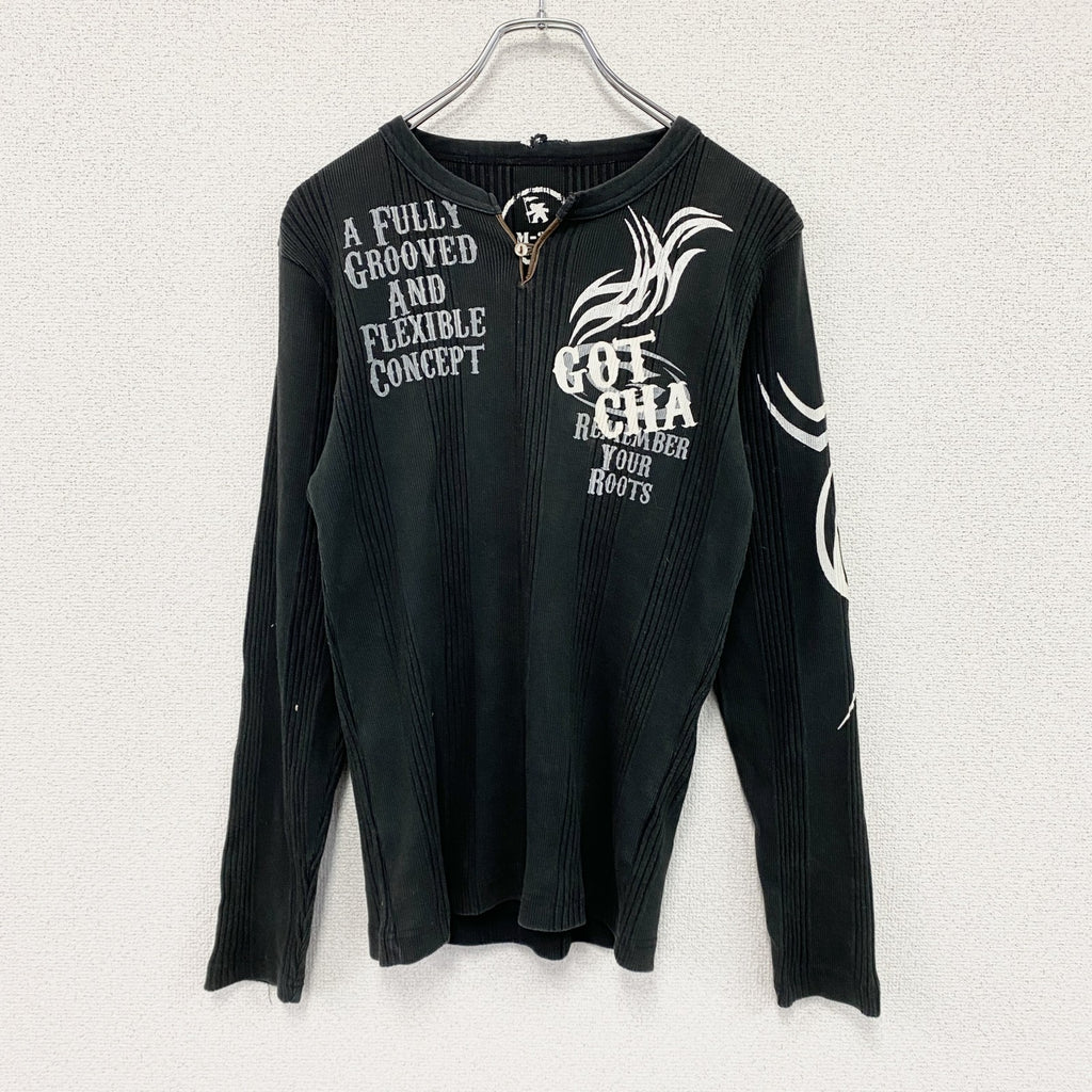 GOTCHA　ガッチャ　長袖プリントTシャツ/ロンT　黒　ブラック　Mサイズ