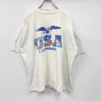 90s～　半袖プリントTシャツ　星条旗　シングルステッチ　ヴィンテージ　白　ホワイト　