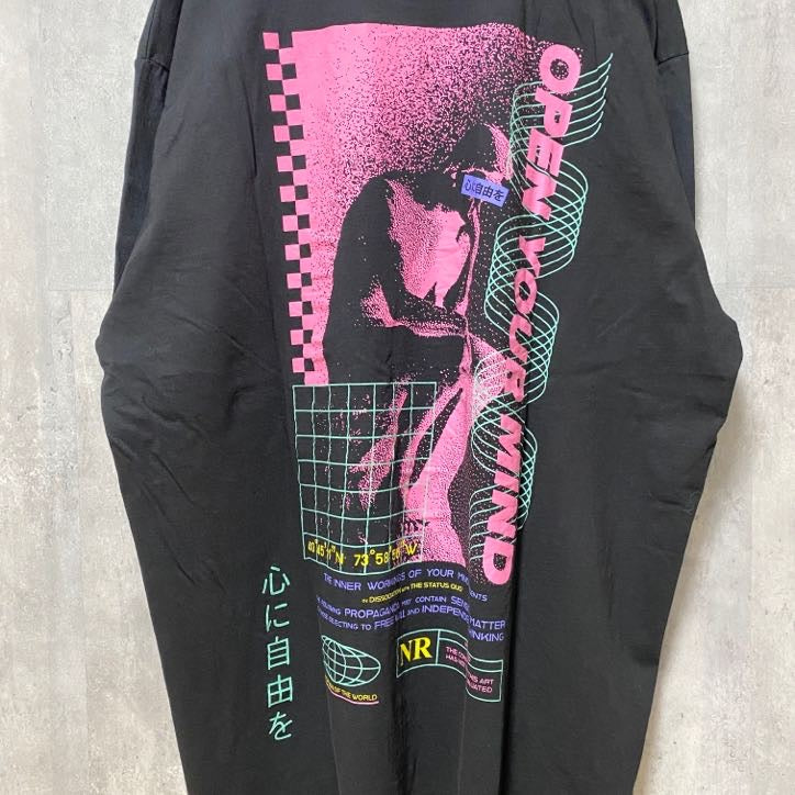 古着 used　Brooklyn Cloth　ブルックリンクロス　半袖プリントTシャツ　ブラック　黒　レトロ　オーバーサイズ