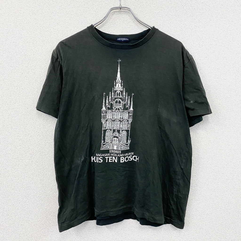 HUISTENBOSCH　ハウステンボス　半袖プリントTシャツ　シングルステッチ　黒　ブラック　Lサイズ