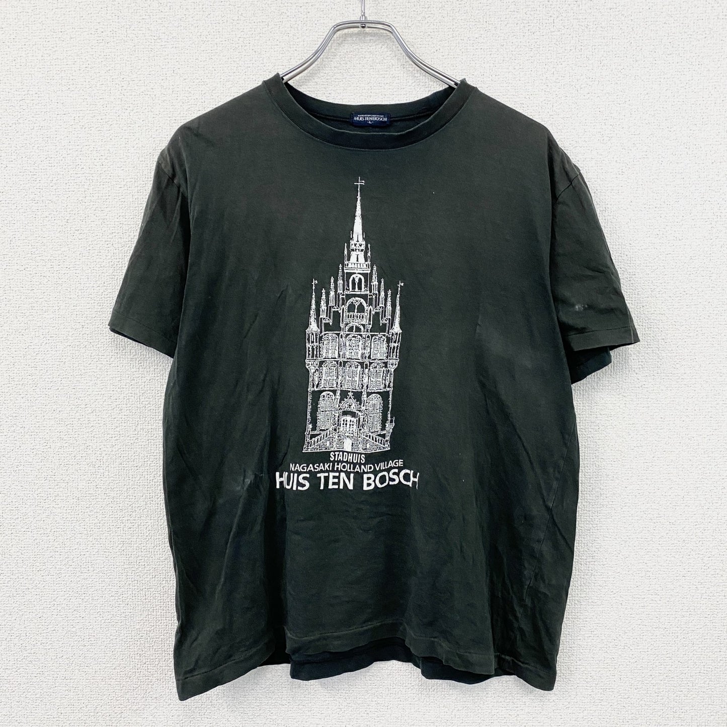 HUISTENBOSCH　ハウステンボス　半袖プリントTシャツ　シングルステッチ　黒　ブラック　Lサイズ