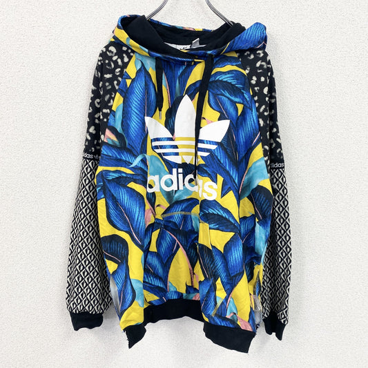 adidas　アディダス　プリントスウェットパーカー/フーディ　黄色　イエロー　マルチカラー　XLサイズ