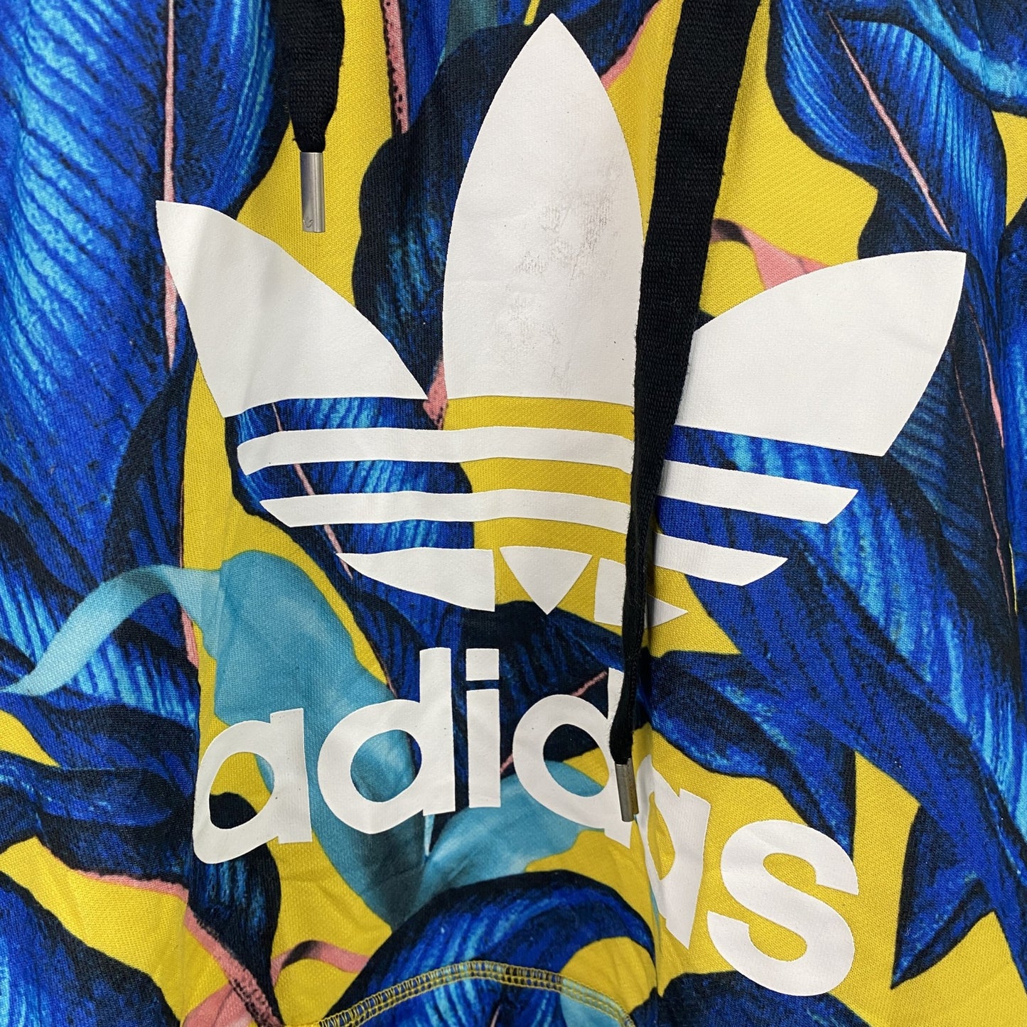 adidas　アディダス　プリントスウェットパーカー/フーディ　黄色　イエロー　マルチカラー　XLサイズ