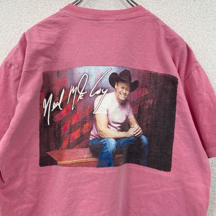 90s　Neal McCoy　ニールマッコイ　半袖フォトプリントTシャツ　ヴィンテージ　ピンク　Mサイズ