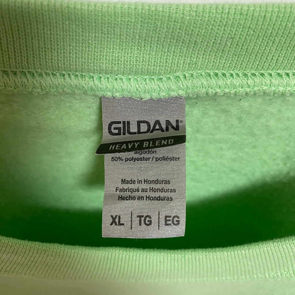 古着 used　GILDAN　ギルダン　長袖プリントスウェット　トレーナー　クルーネック　緑　ビッグシルエット　XLサイズ