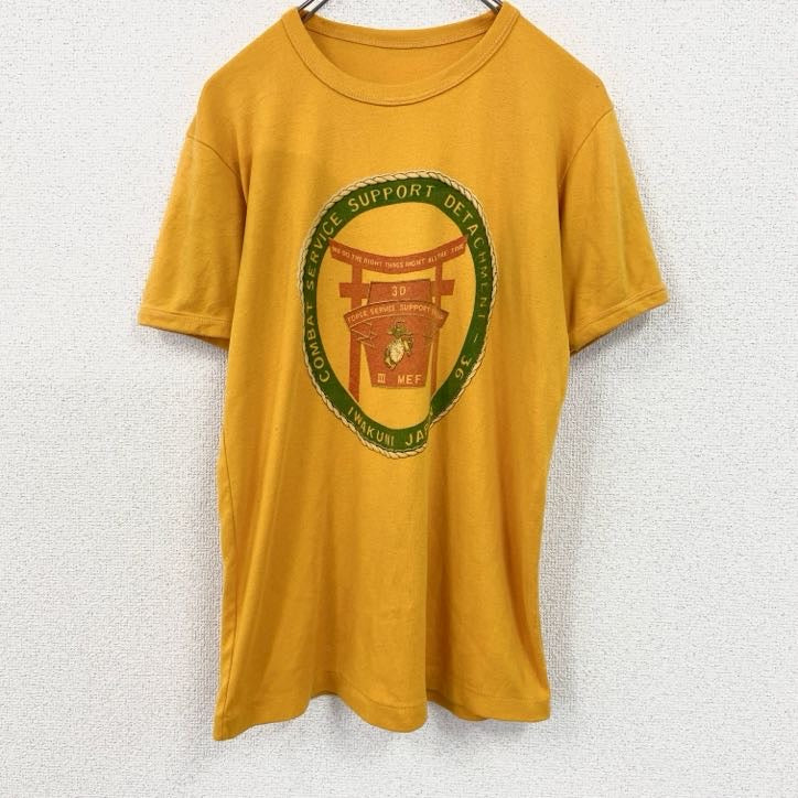 70s～　USMC　CSS　岩国　IWAKUNI　半袖染込みプリントTシャツ　ヴィンテージ　イエロー