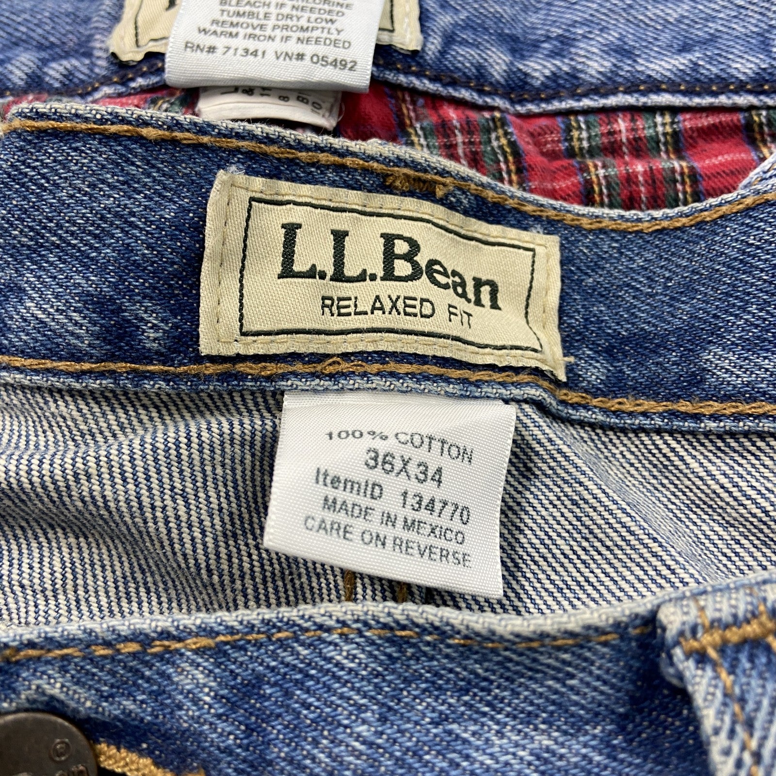 L.L.Bean　エルエルビーン　デニムパンツ/ジーンズ　ジップフライ　革パッチ　インディゴ　W36サイズ