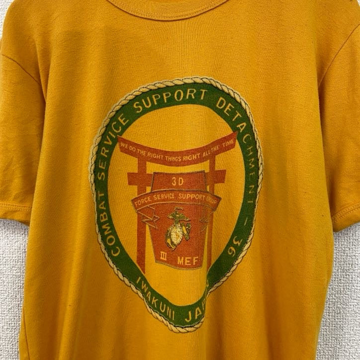 70s～　USMC　CSS　岩国　IWAKUNI　半袖染込みプリントTシャツ　ヴィンテージ　イエロー