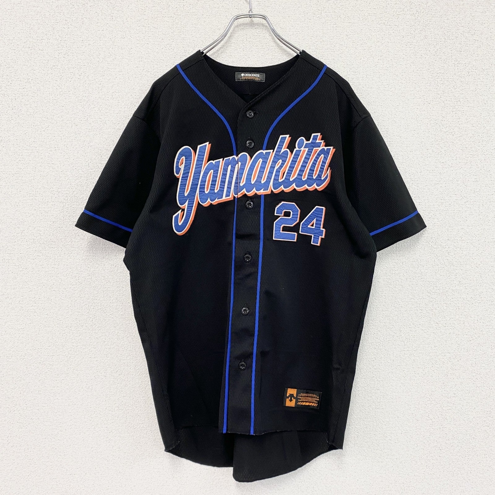 DESCENTE　デサント　半袖ベースボールTシャツ　ゲームシャツ　黒　ブラック　Oサイズ