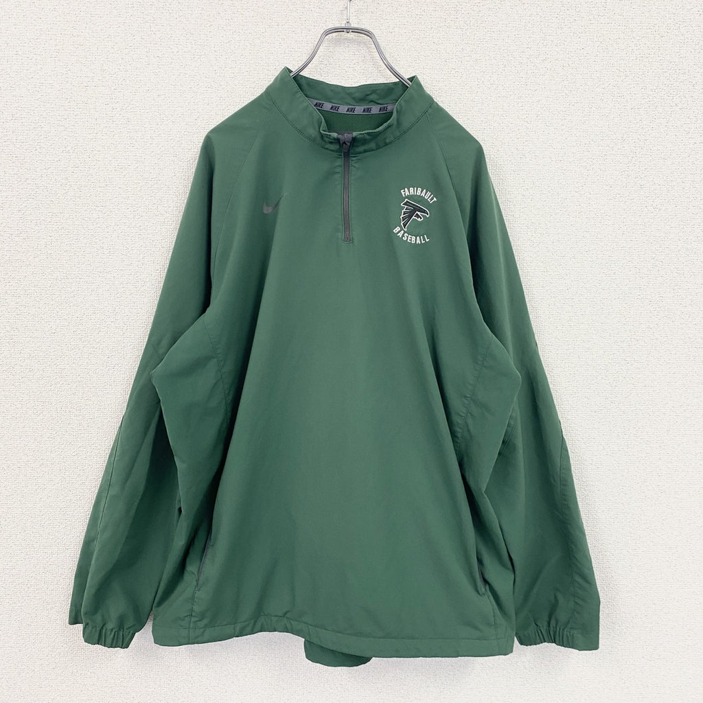 NIKE　ナイキ　プルオーバージャケット　ハーフジップ　ワンポイント　緑　グリーン