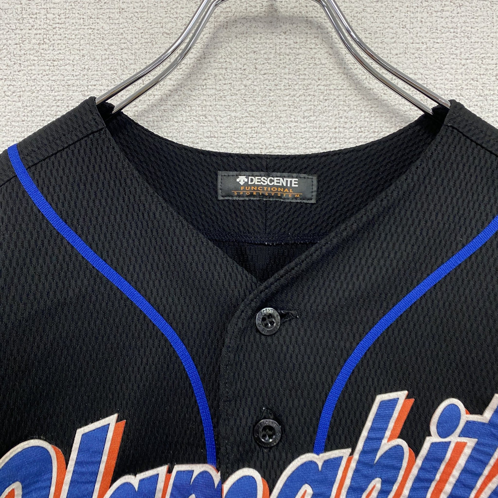 DESCENTE　デサント　半袖ベースボールTシャツ　ゲームシャツ　黒　ブラック　Oサイズ