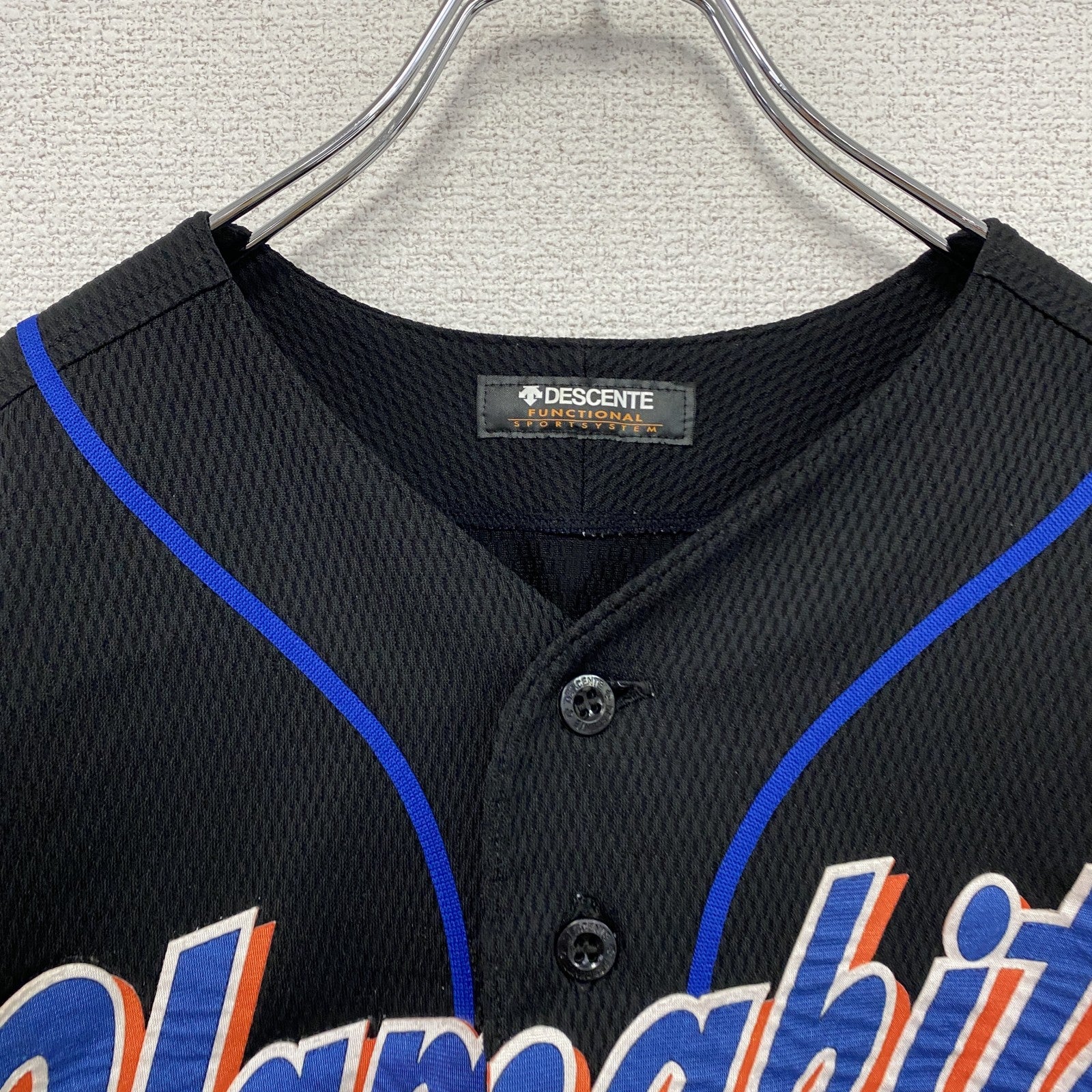 DESCENTE　デサント　半袖ベースボールTシャツ　ゲームシャツ　黒　ブラック　Oサイズ