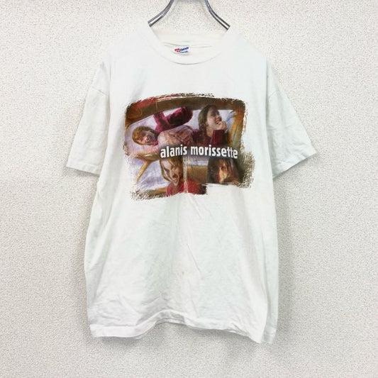 90s　Hanes　ヘインズ　アラニスモリセット　半袖Tシャツ　ヴィンテージ　白　ホワイト　Lサイズ