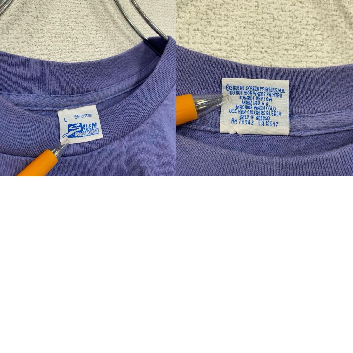 90s　SALEM　半袖プリントTシャツ　ヴィンテージ　シングルステッチ　紫　パープル　Lサイズ