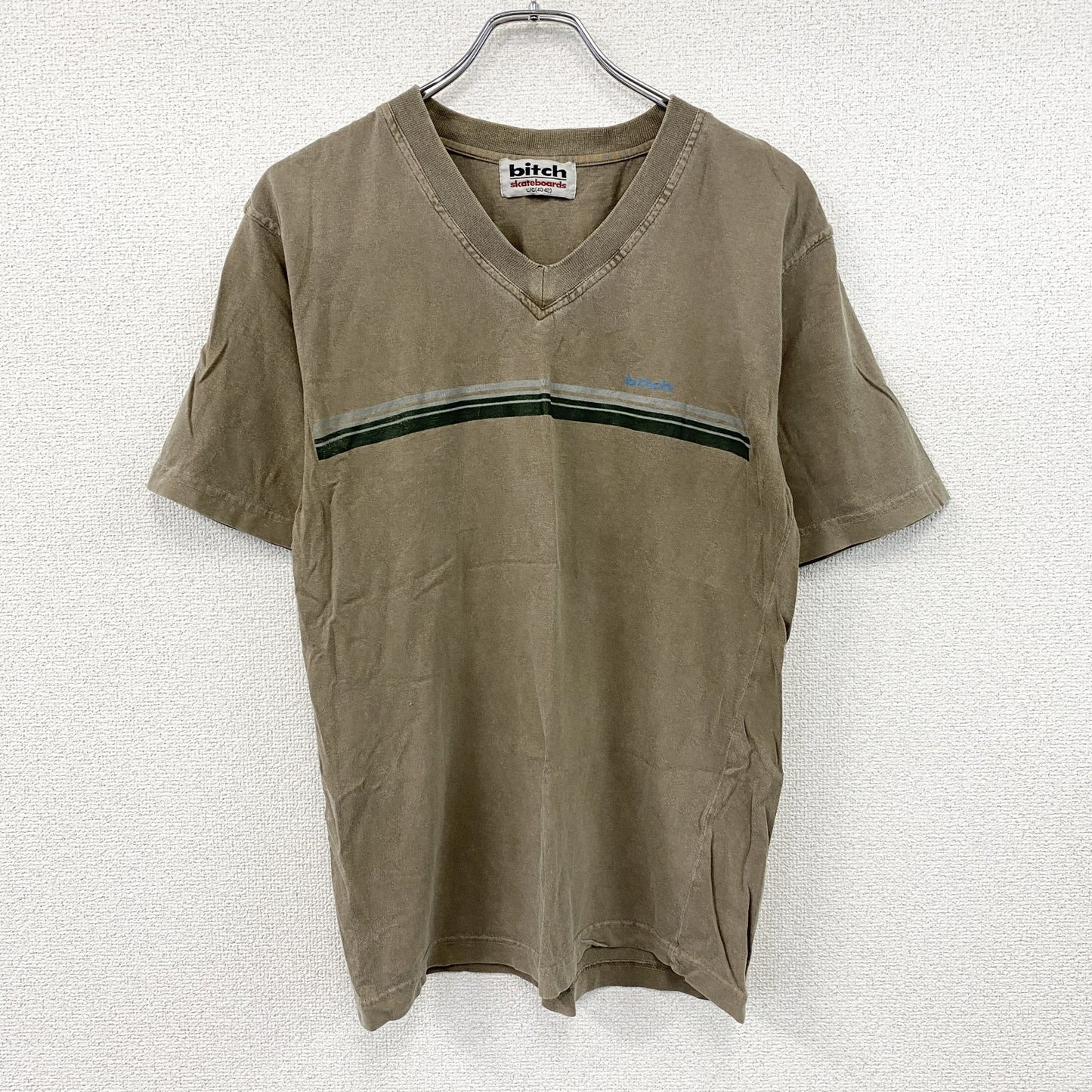 bitch skateboards　ビッチスケートボード　半袖Tシャツ　Vネック　茶色　ブラウン　Lサイズ