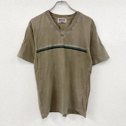 bitch skateboards　ビッチスケートボード　半袖Tシャツ　Vネック　茶色　ブラウン　Lサイズ