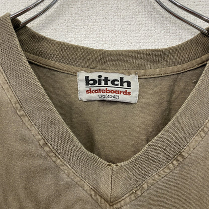 bitch skateboards　ビッチスケートボード　半袖Tシャツ　Vネック　茶色　ブラウン　Lサイズ