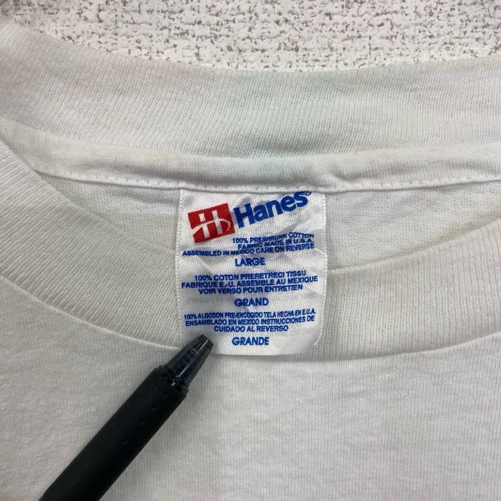 90s　Hanes　ヘインズ　アラニスモリセット　半袖Tシャツ　ヴィンテージ　白　ホワイト　Lサイズ