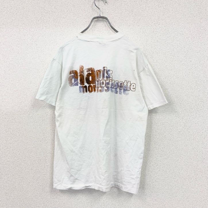 90s　Hanes　ヘインズ　アラニスモリセット　半袖Tシャツ　ヴィンテージ　白　ホワイト　Lサイズ