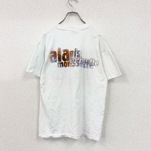90s　Hanes　ヘインズ　アラニスモリセット　半袖Tシャツ　ヴィンテージ　白　ホワイト　Lサイズ