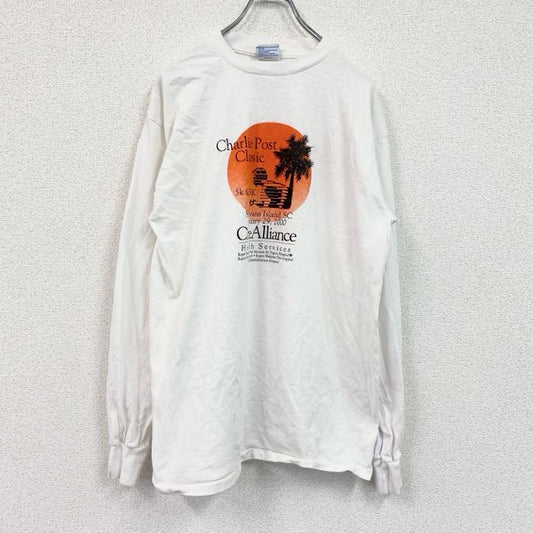 90s　All Sport　オールスポーツ　長袖プリントTシャツ　ヴィンテージ　白　ホワイト　Lサイズ