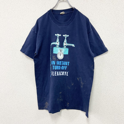 ～90s　SCREEN STARS　半袖プリントTシャツ　FLEXACRYL　ヴィンテージ　紺　ネイビー　Lサイズ　