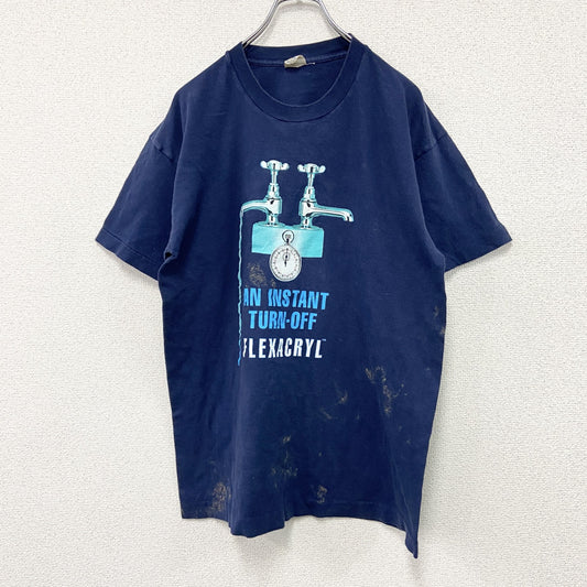 ～90s　SCREEN STARS　半袖プリントTシャツ　FLEXACRYL　ヴィンテージ　紺　ネイビー　Lサイズ　