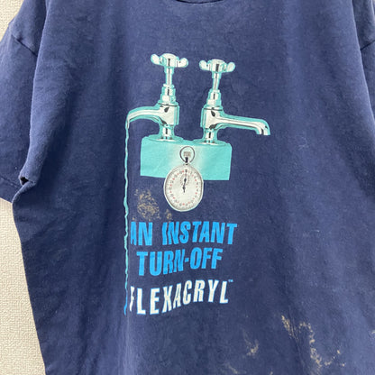 ～90s　SCREEN STARS　半袖プリントTシャツ　FLEXACRYL　ヴィンテージ　紺　ネイビー　Lサイズ　