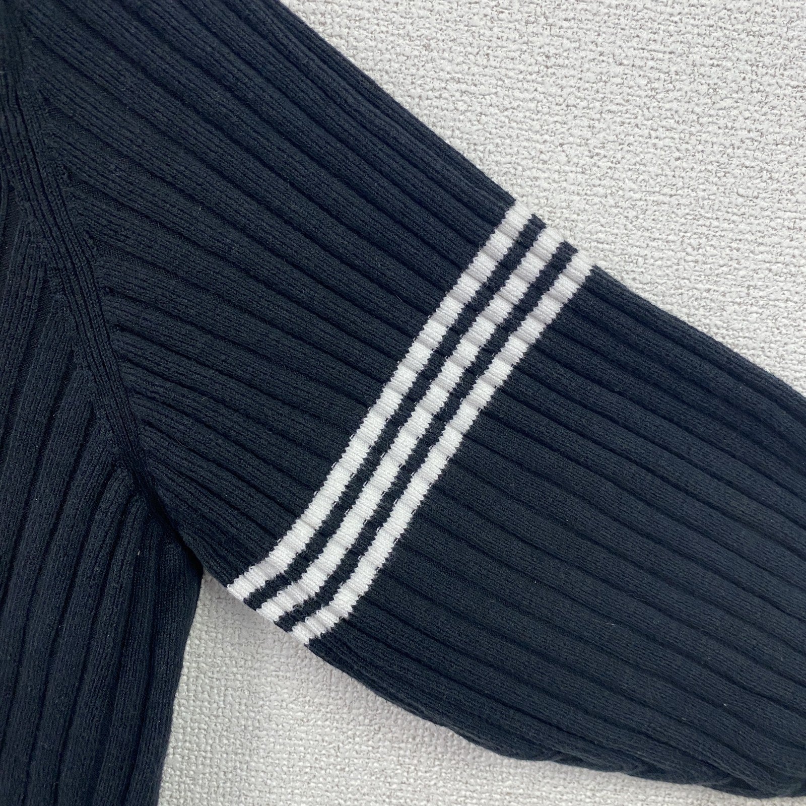 00s　adidas　アディダス　コットンニットセーター　ヴィンテージ　ハーフジップ　黒　ブラック　Lサイズ