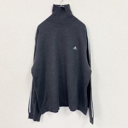 adidas　アディダス　アクリル混コットンニットセーター　ハーフジップ　黒　ブラック　4XLサイズ