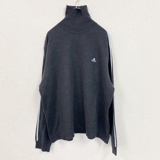 adidas　アディダス　アクリル混コットンニットセーター　ハーフジップ　黒　ブラック　4XLサイズ