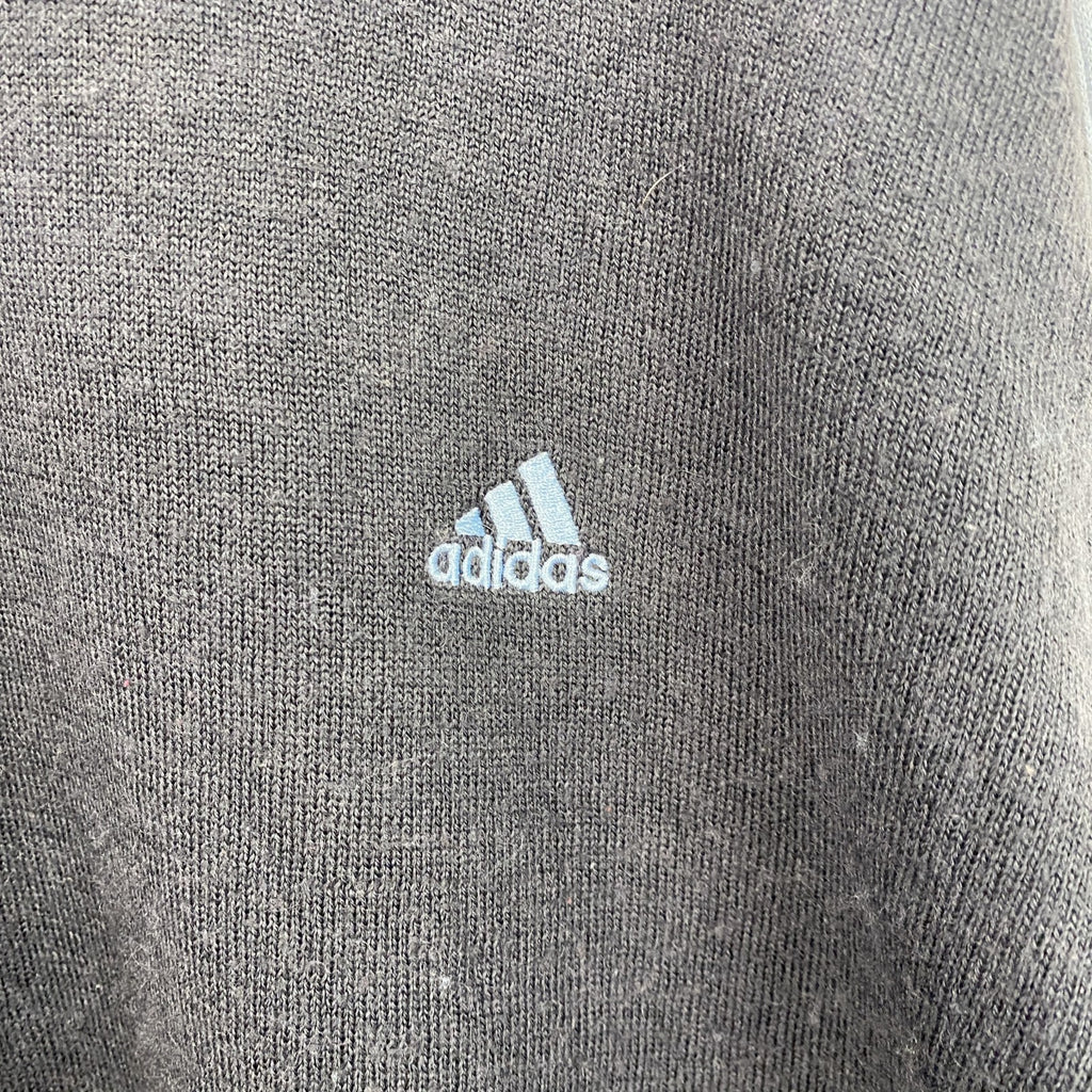 adidas　アディダス　アクリル混コットンニットセーター　ハーフジップ　黒　ブラック　4XLサイズ