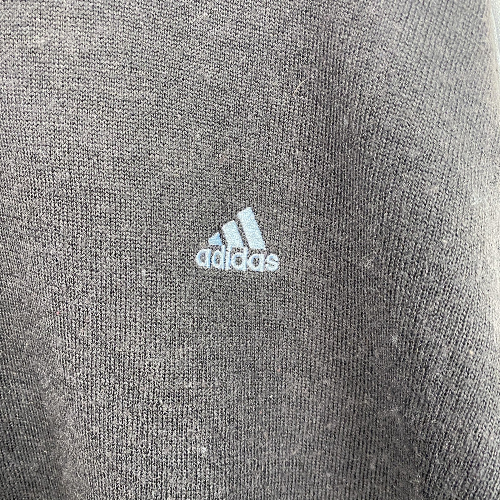 adidas　アディダス　アクリル混コットンニットセーター　ハーフジップ　黒　ブラック　4XLサイズ
