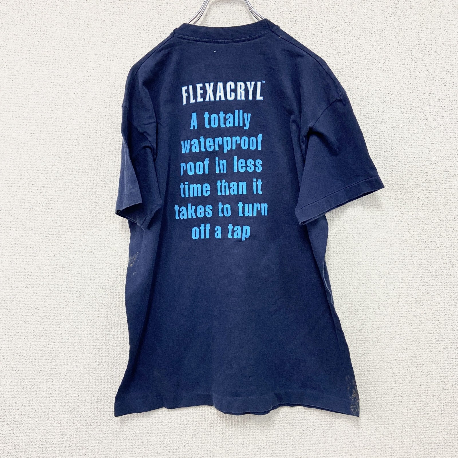 ～90s　SCREEN STARS　半袖プリントTシャツ　FLEXACRYL　ヴィンテージ　紺　ネイビー　Lサイズ　