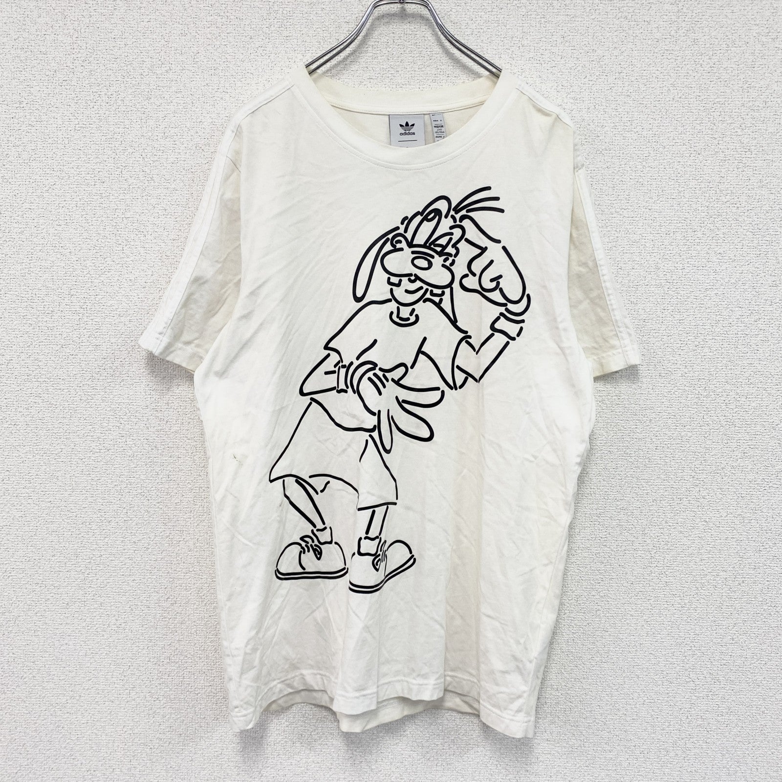 adidas　アディダス　Disney　ディズニー　グーフィー　半袖プリントTシャツ　白　ホワイト　XOサイズ　