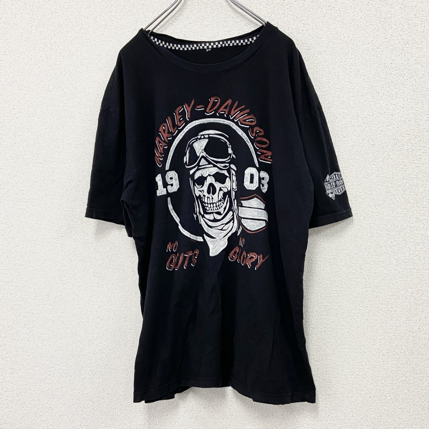 HARLEY DAVIDSON　ハーレーダビッドソン　半袖プリントTシャツ　スカル　黒　ブラック