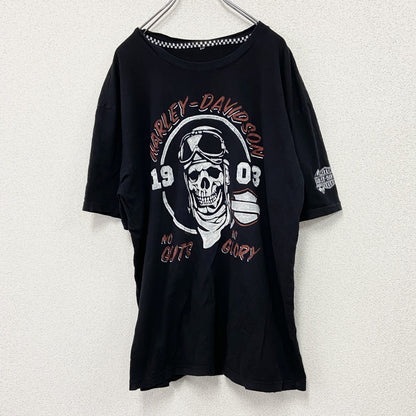 HARLEY DAVIDSON　ハーレーダビッドソン　半袖プリントTシャツ　スカル　黒　ブラック