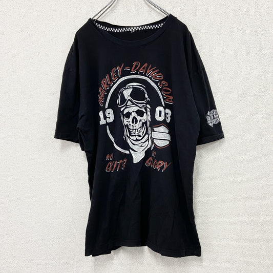HARLEY DAVIDSON　ハーレーダビッドソン　半袖プリントTシャツ　スカル　黒　ブラック