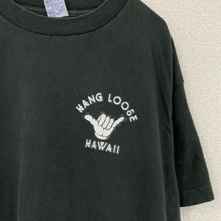 90s　SUPERCRU　ハワイ　半袖プリントTシャツ　ヴィンテージ　シングルステッチ　黒　ブラック　XLサイズ
