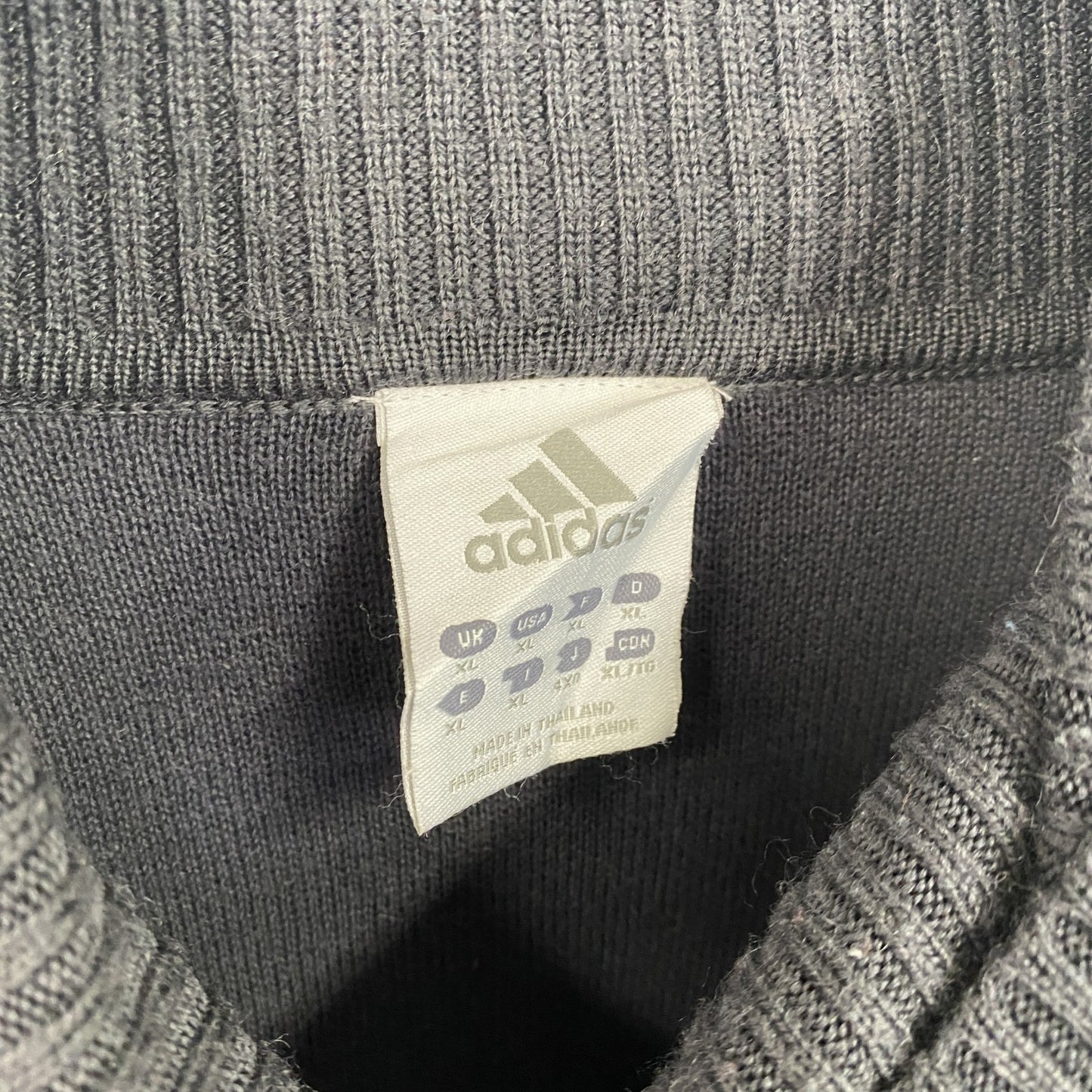 adidas　アディダス　アクリル混コットンニットセーター　ハーフジップ　黒　ブラック　4XLサイズ