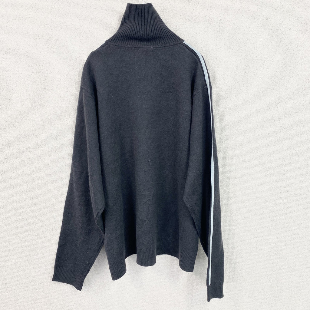 adidas　アディダス　アクリル混コットンニットセーター　ハーフジップ　黒　ブラック　4XLサイズ