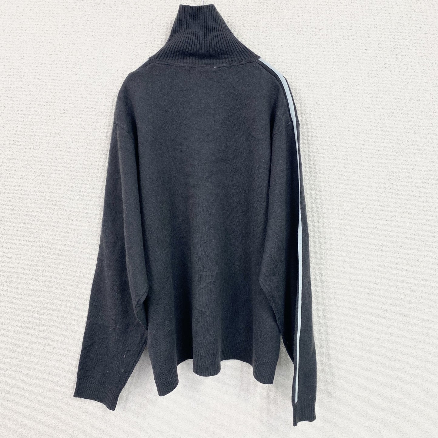 adidas　アディダス　アクリル混コットンニットセーター　ハーフジップ　黒　ブラック　4XLサイズ