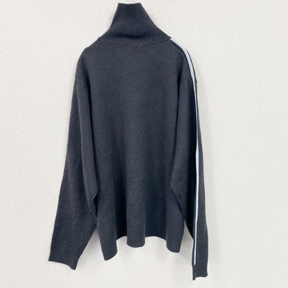 adidas　アディダス　アクリル混コットンニットセーター　ハーフジップ　黒　ブラック　4XLサイズ